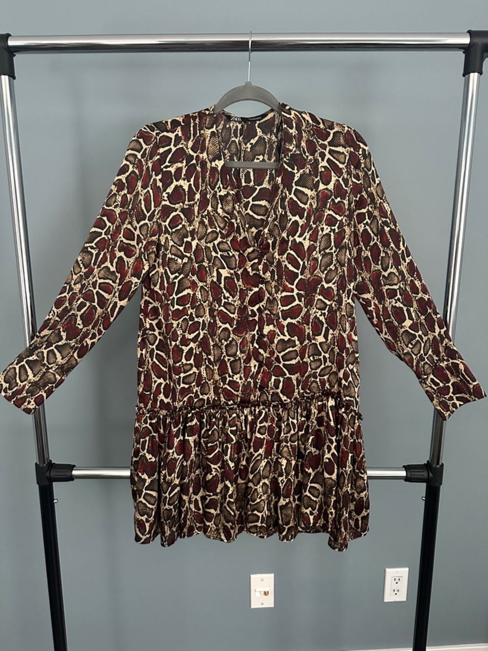 Zara Satin Effect Animal Print Mini Dress – Size S – Like New